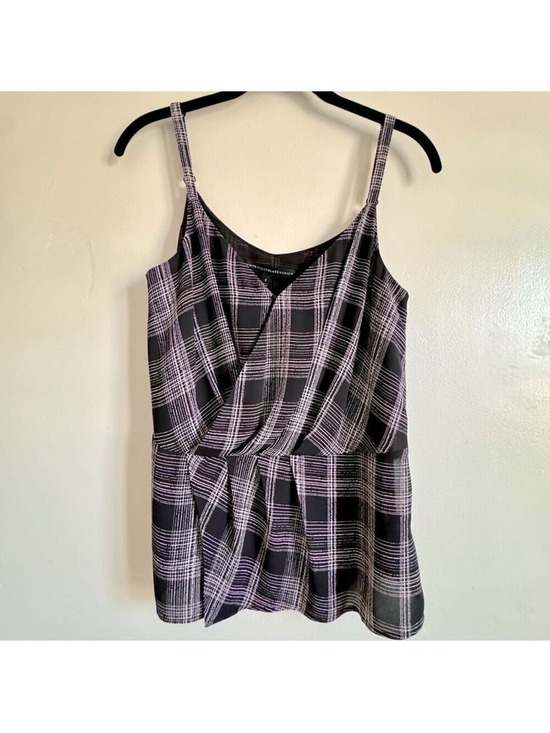 White House Black Market Tops - White House Black Market V-Neck Camisole Blouse, Black Plaid, Size 6